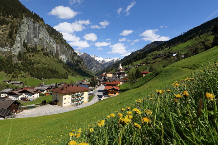 Hüttschlag im Sommer Ort im Sommer umgeben von hohen Bergen und grünen Wiesen